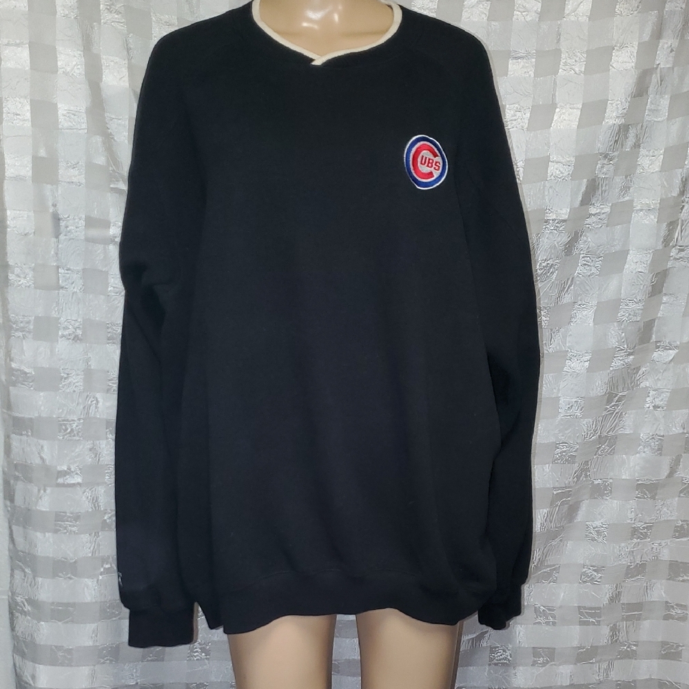 Antigua Black Chicago Cubs Crewneck Long Sleeve Shirt.  Size XL.